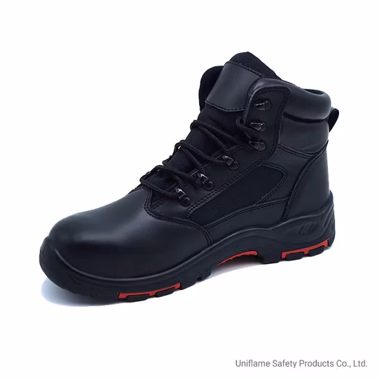 Travail de haute qualité des hommes de la plaque de protection de la semelle intermédiaire semelle en caoutchouc PU plate-forme en cuir véritable embout en acier pour les hommes des bottes de travail des champs pétrolifères chaussures de sécurité